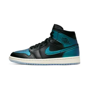 Air Jordan Nike AJ I 1 Mid ‘Iridescent’ (2019) “Black / Multi-Colour / Pale Ivory” (BQ6472-009)