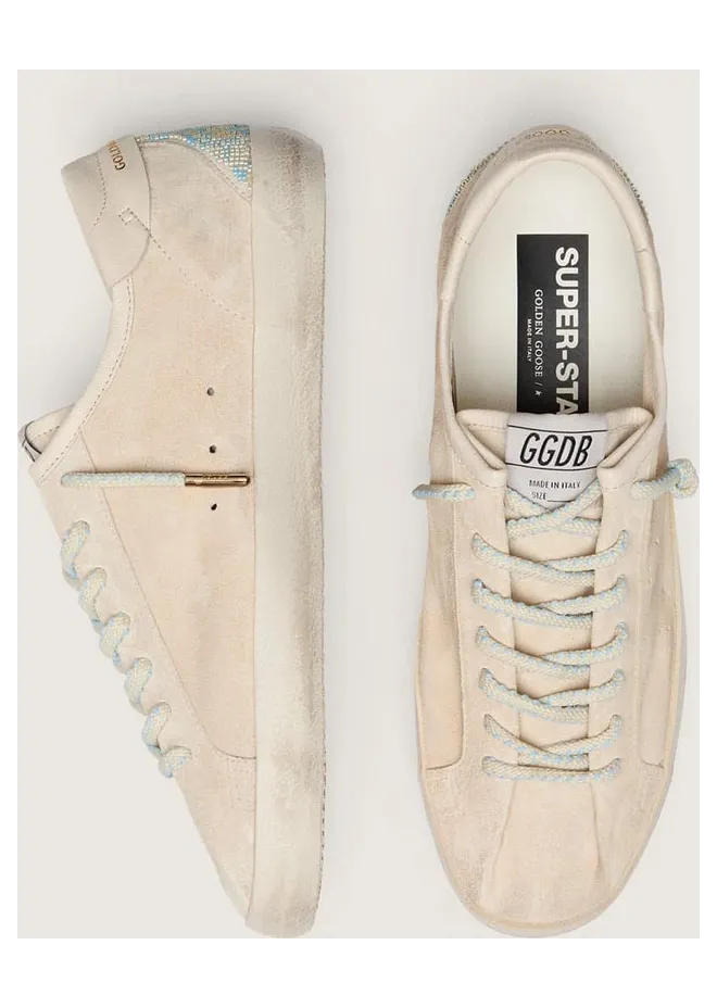 Golden Goose Men’S Super-Star In Cream Suede With Perforated Star And Bead Insert (GMF01077.F008597.15581) (3)