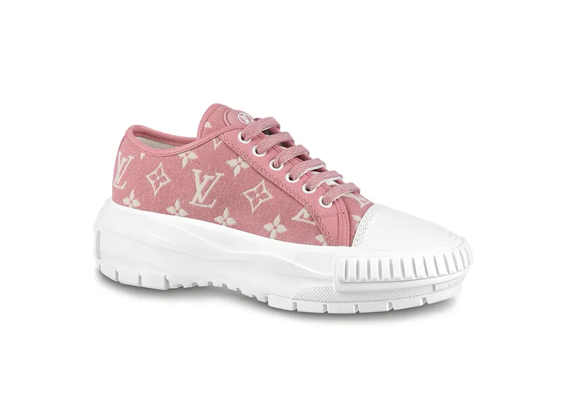 Louis Vuitton Squad Low Monogram Denim Rose Clair Pink White (W) (1A9S0M)