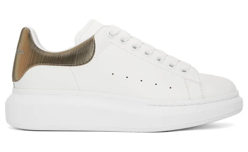 Alexander McQueen White & Gold Oversized Sneakers (586204WIBNR)
