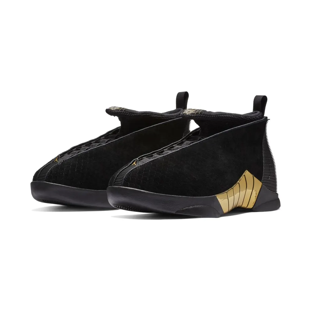 Jordan 15 Retro Doernbecher (2018) Black/White-Metallic Gold (BV7107-017)