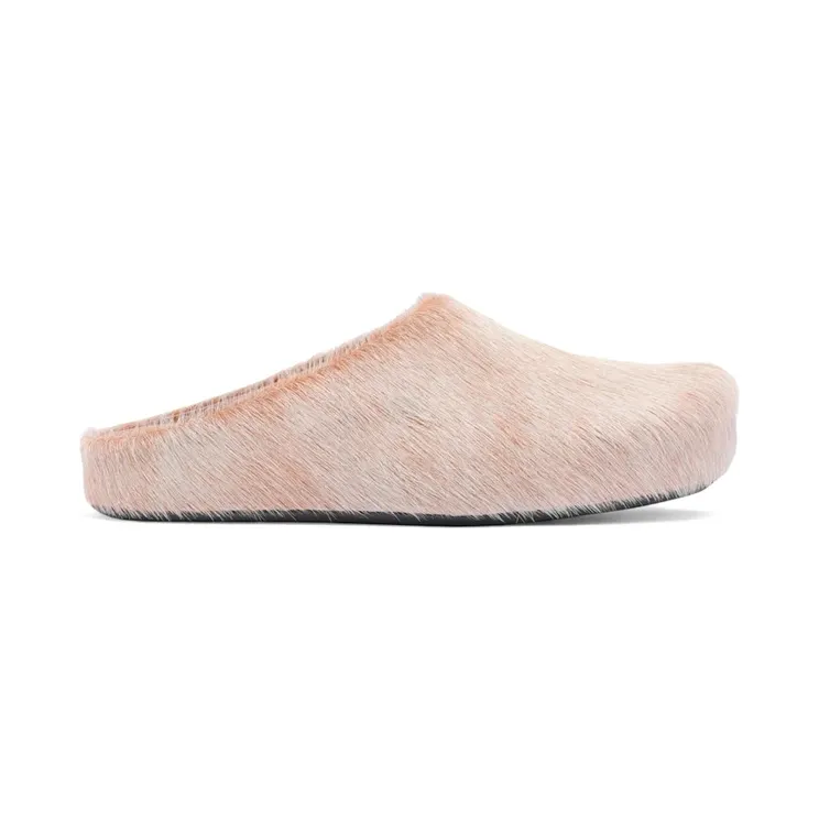 Marni Long Hair Calfskin Fussbett Sabot Mule Winter Wheat (SBMR000600P800600W74)
