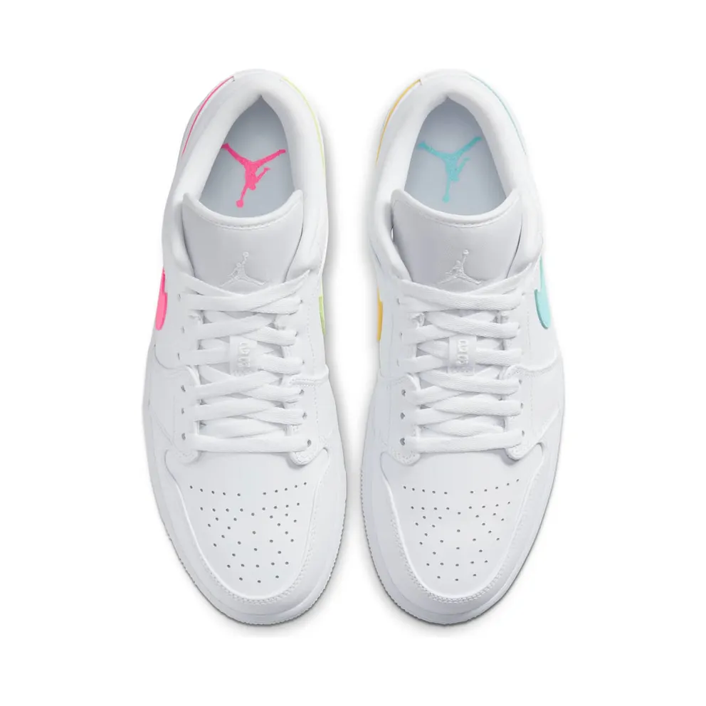 Jordan 1 Low White Multi-Color Swoosh White/Multi-Color-Light Aqua (CW7033-100)