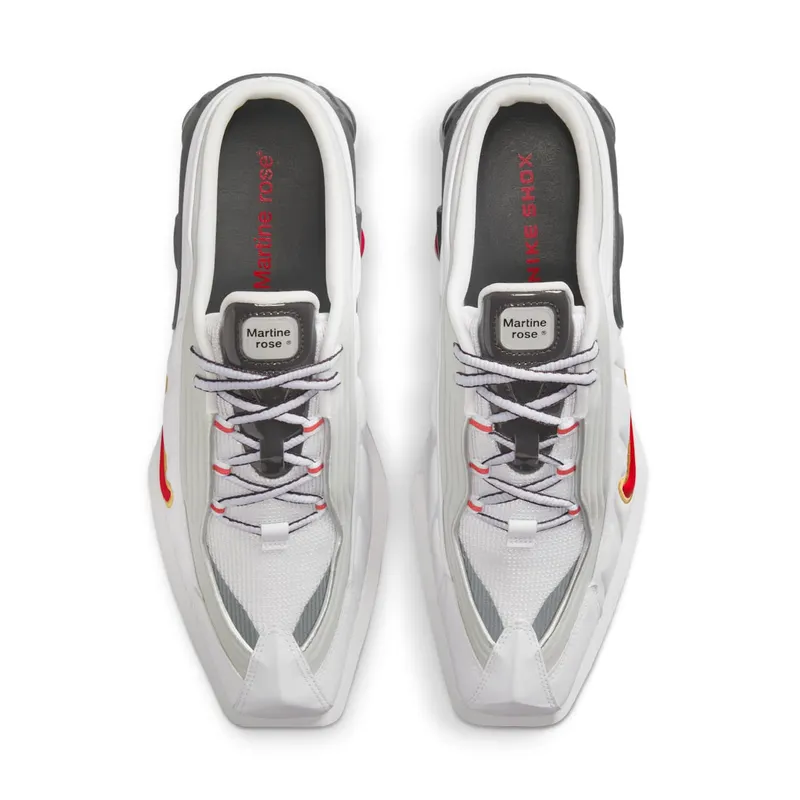 Nike Shox MR4 Mule “Martine Rose Metallic Platinum Varsity Red” (IM5420-100)