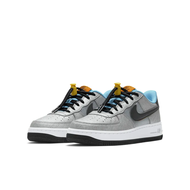 Nike Air Force 1 Low Sky Pack (GS) Metallic Silver/Hyper Crimson-Speed Yellow-Black (CW6011-001)
