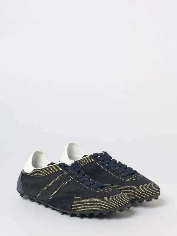 Maison Margiela Bicolour Sprinters Trainers in Leather and Twill with Serrated Sole Blue (S57WS0551P7796T6065)