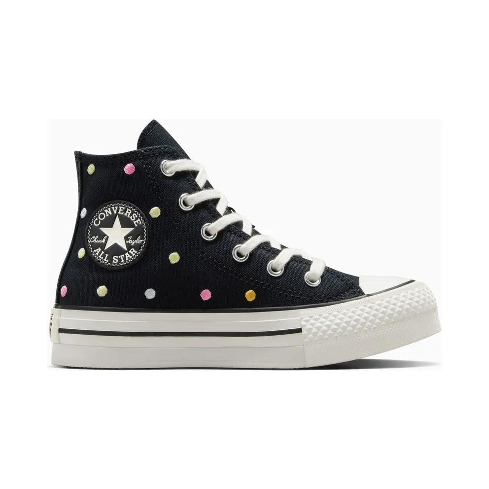 Converse Chuck Taylor All Star Lift Embroidered Polka Dots Platform Black/Vintage White/Egret (A12609C)