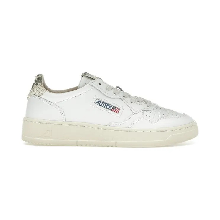 Autry Medalist Leather Low White Snake Diamond Print (AULW-VD01)