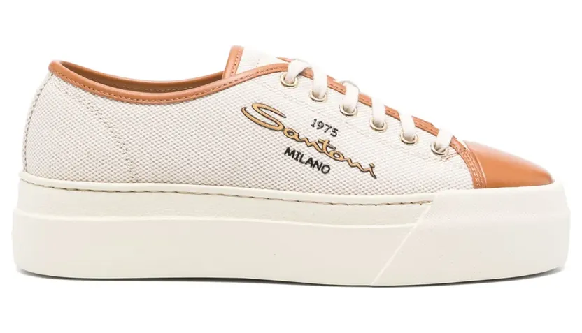 Santoni Plateau-Sneakers aus Canvas – Nude (WBGE61241OSST)