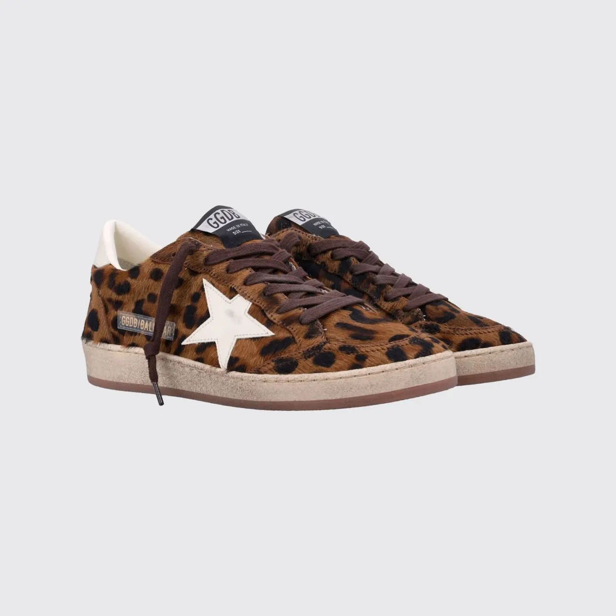 Golden goose Ball Star Animal Print Leather and Pony Hair Sneakers Brown (GWF00117F00870355655)