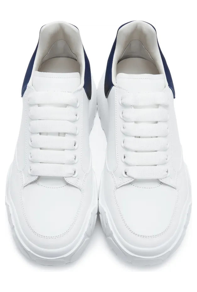 Alexander McQueen White & Blue New Court Sneakers (634619WIA9A) (5)