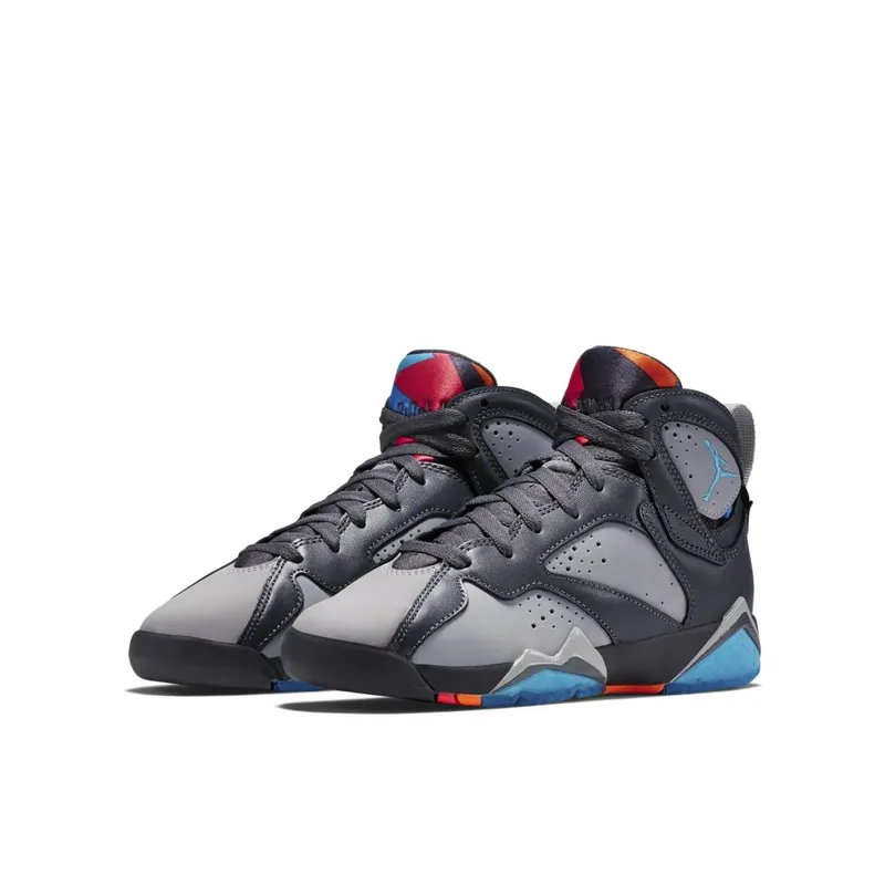 Jordan 7 Retro Barcelona Days (GS) Grey/Wolf Grey-Total Orange-Turquoise Blue (304774-016)