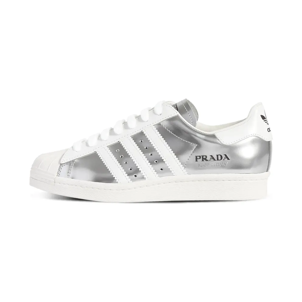 adidas Originals Silver and White Prada Edition Superstar Sneakers (FX4546)