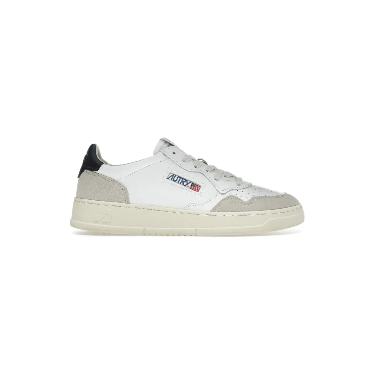 Autry Medalist Leather Low White Black Beige (AULM-LS21)