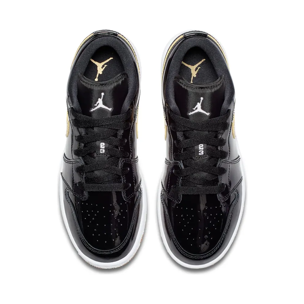 Jordan 1 Retro Low Black Gold Patent (GS) Black/Metallic Gold-White (554723-032)