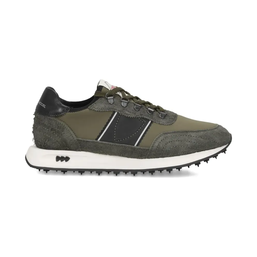Philippe Model Paris Suède leren low-top met vlakken “Green” (TILUXX01)