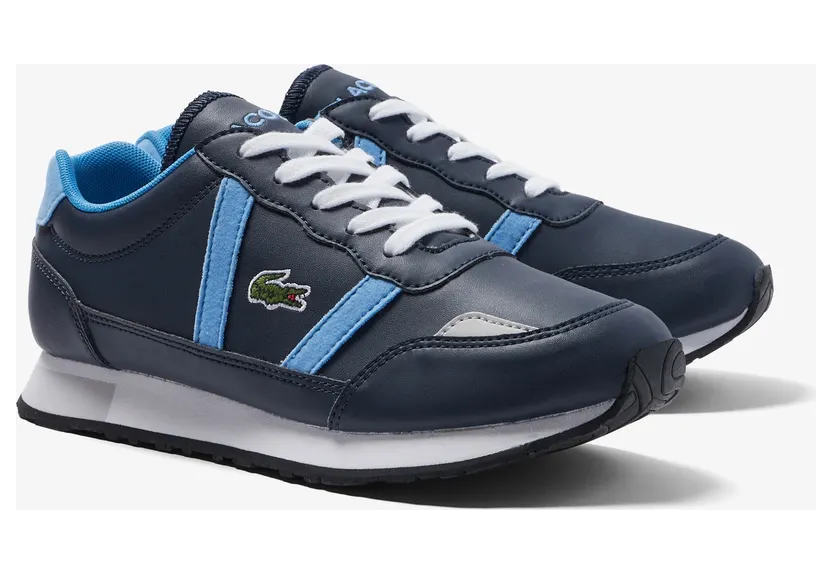 Lacoste Juniors’ Lacoste Partner Synthetic Colour-Pop Trainers – Navy & Light Blue Size 34.5 Blau (44SUJ0011-7E9)