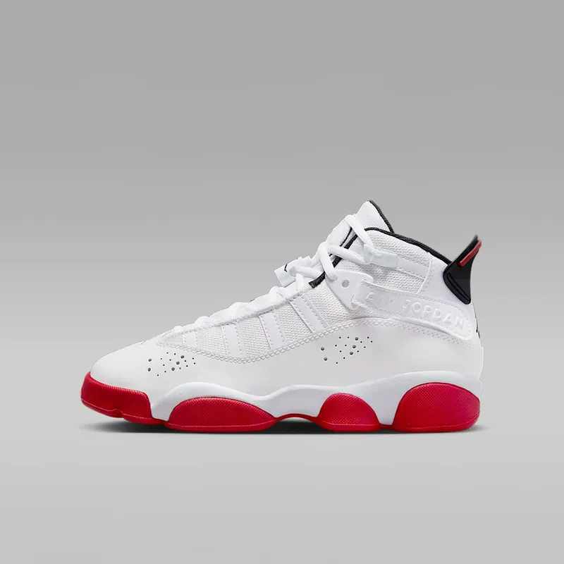 Jordan 6 Rings GS “White / Black / University Red” (323419-160)