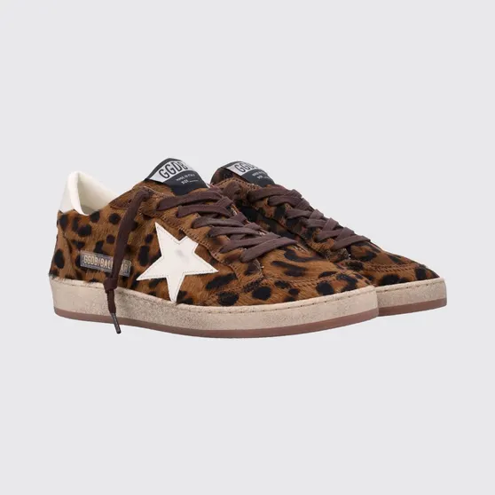 Golden goose Ball Star Animal Print Leather and Pony Hair Sneakers Brown (GWF00117F00870355655)