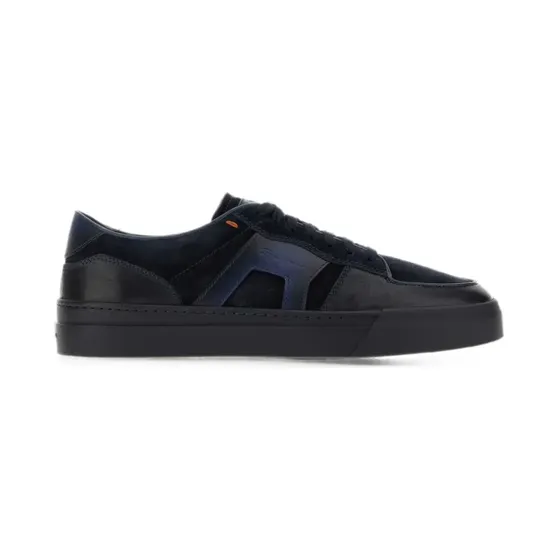 Santoni Leren met suède vlak “Blue” (MBGT22221OCNTGEU)