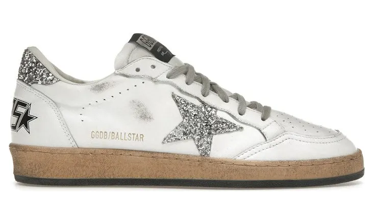 Golden Goose Ball Star White Silver Glitter (GWF00117.F003773.11325)