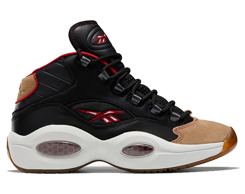 Reebok Question Mid 76ers Away Black/Flash Red-True Grey 1 (Other Brands Reebok)