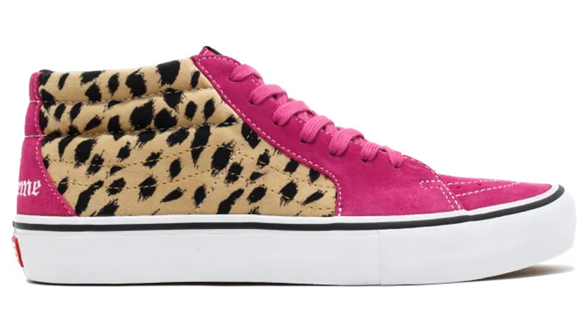 Vans Supreme x Sk8-Mid Pro ‘Cheetah Velvet’ Magenta (VN0A347UOPL)