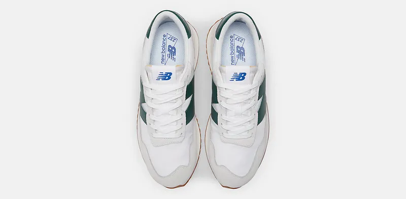 New Balance White & Green 237 Sneakers (MS237RF)