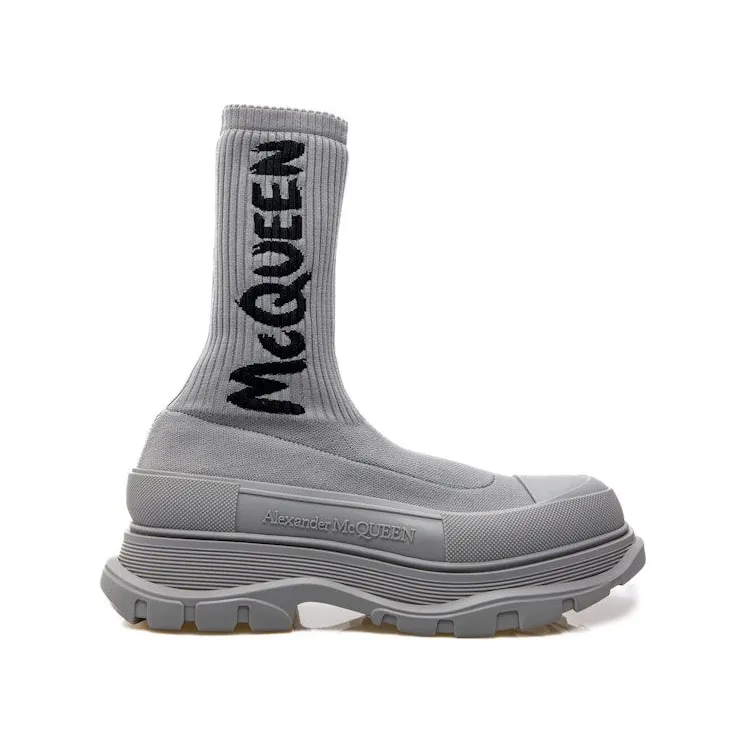 Alexander McQueen Graffiti Knit Tread Slick Boot Grey (705671W4TV11817)