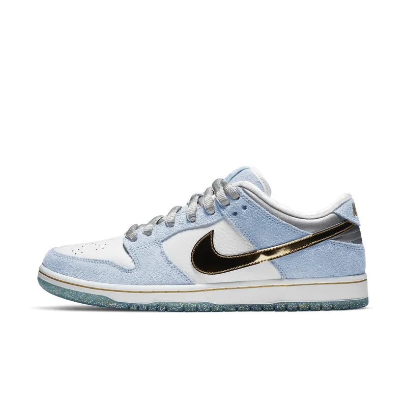 Nike  SB Dunk Low Sean Cliver (Special Box) Ice Blue/White-Metallic Gold-Metallic Silver (DC9936-100)