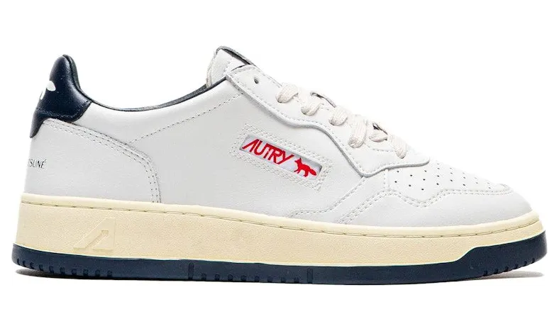 Autry Medalist Leather Low Maison Kitsuné White Navy (AULM-MK01)
