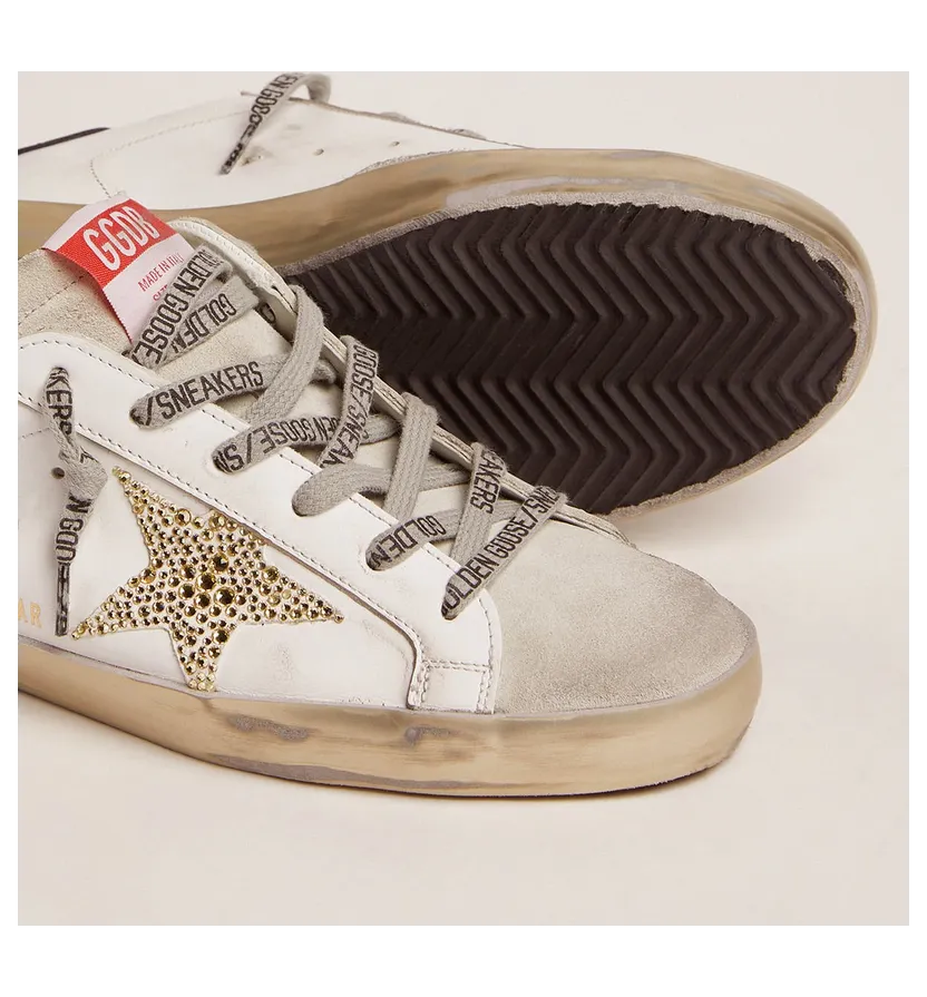 Golden Goose Women’S Super-Star With Blue Heel Tab And Swarovski Crystal Star (GWF00101.F001556.81134) (4)