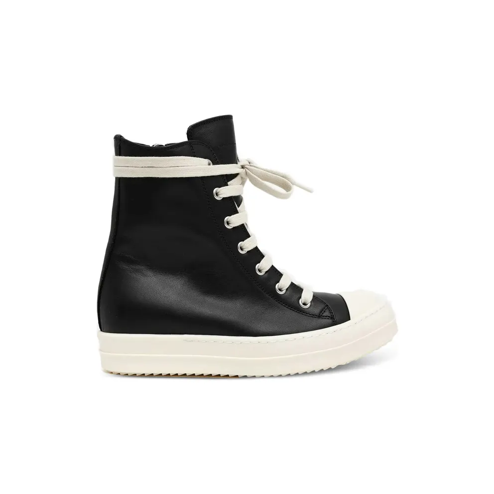 Rick Owens Tower Leather High-top “Black/White” (RP02F5890 LCO 911)