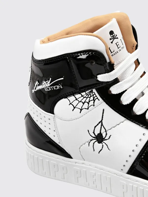 Philipp plein Limited Edition High-Top Leather Sneakers with Graphic Print White (SABSWSC2395PLE010N0102) (2)