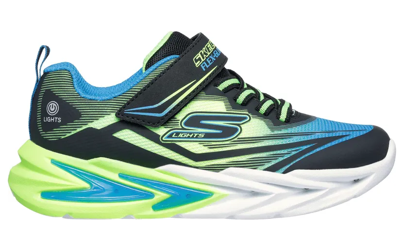 Skechers S-Lights: Flex-Glow Ultra Sneaker Zwart/Blauw/Limoen