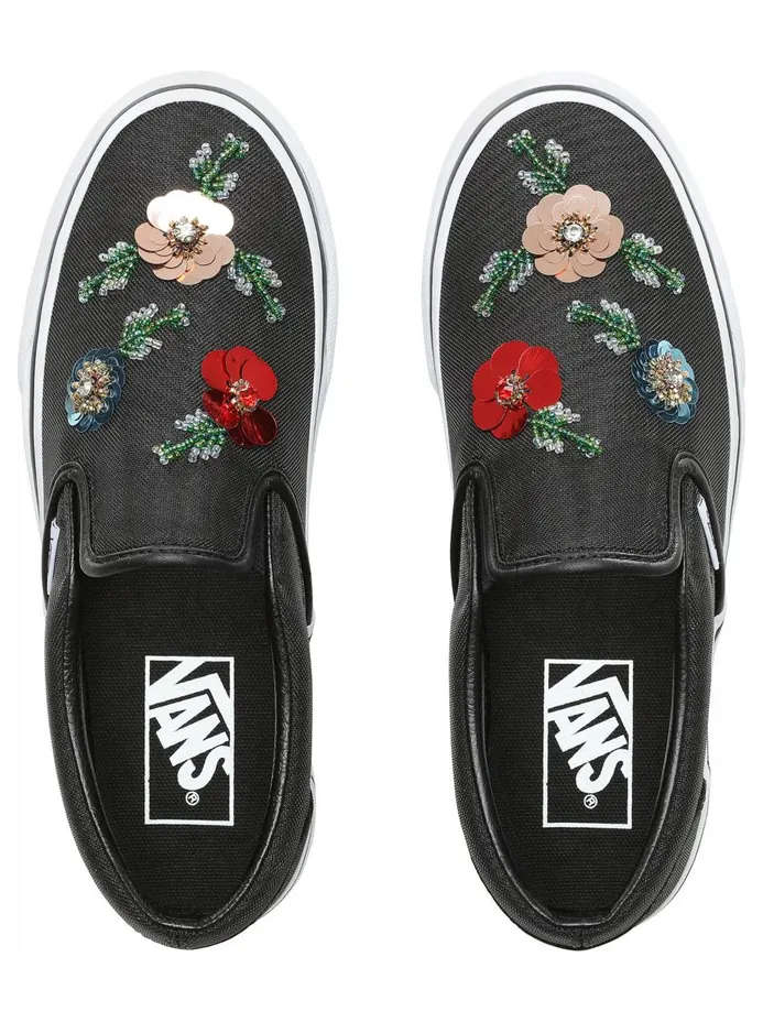 VANS Floral Sequins Slip-on Schoenen (Zwart)