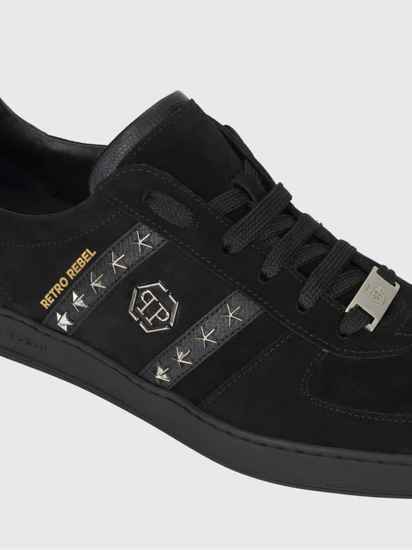 Philipp plein Retro Rebel Suede Sneakers with Applied Stars Black (SAFSUSC0911PLE009N0202) (3)