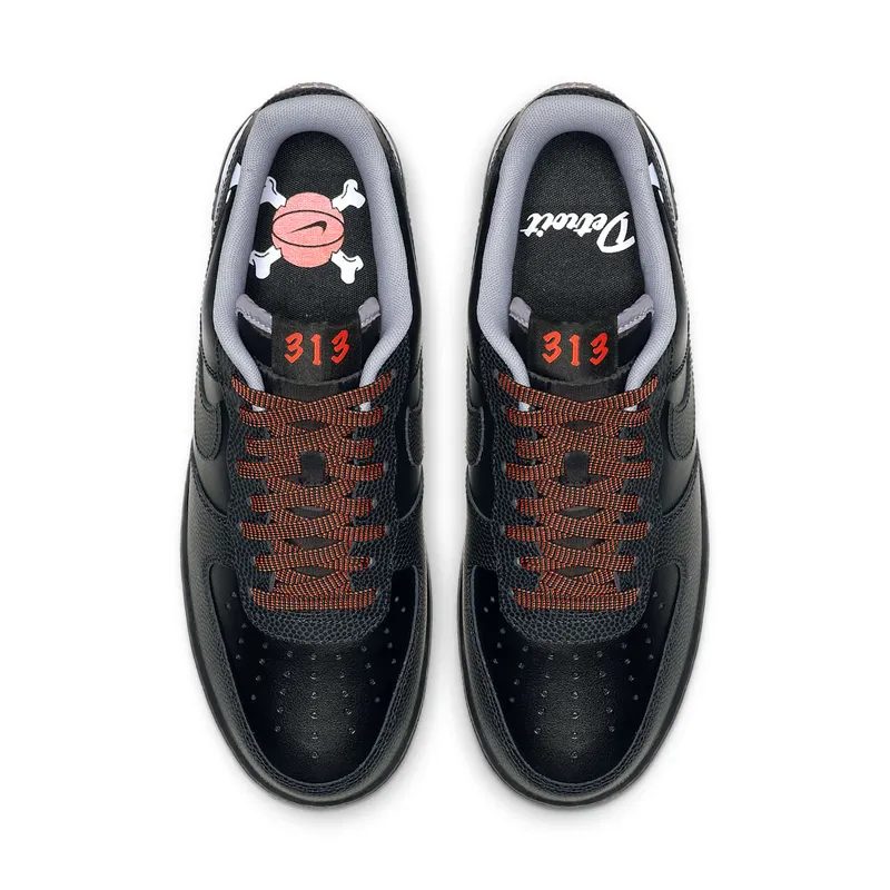 Nike Air Force 1 Low Detroit Away Black/Black-Atmosphere Grey-Turf Orange-White (CD7789-001)