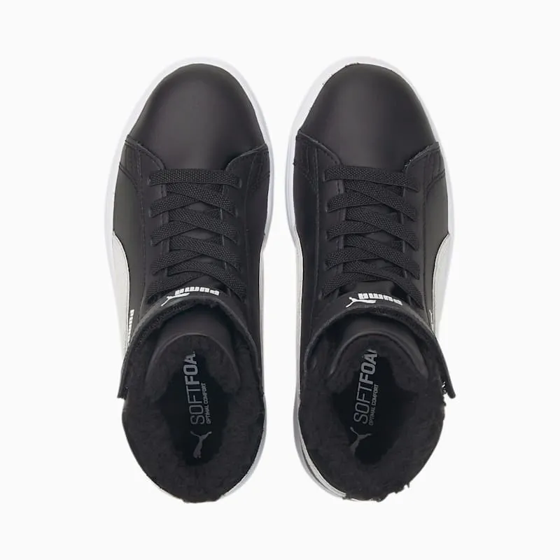 PUMA Smash V2 Mid Fur V Kids’ White/Black (366896-02)