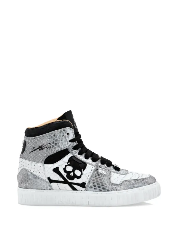 Philipp Plein Notorious Python Skull High-Top-Sneakers – Weiß (PABSUSC0157PLE029P)
