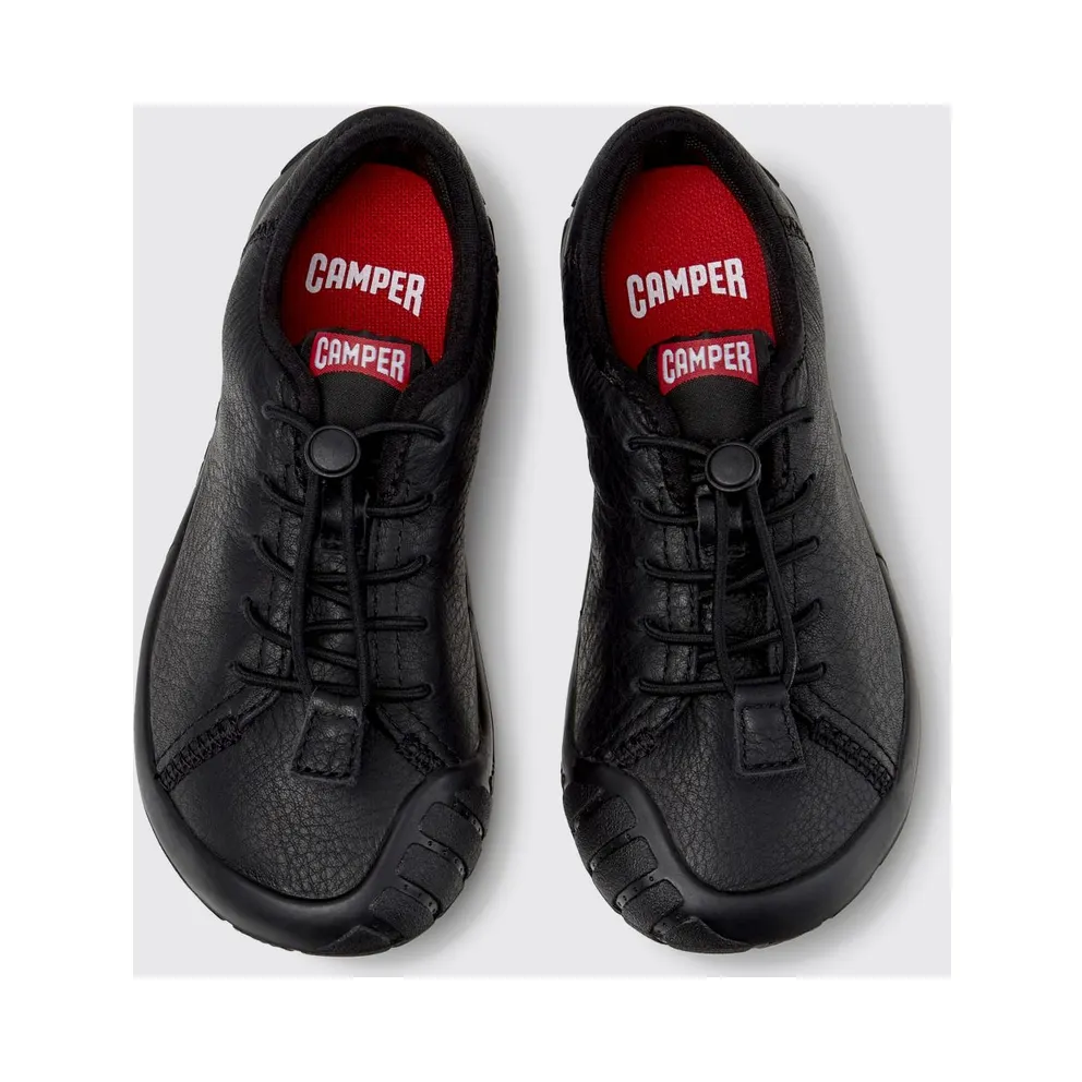 Camper Kid’s Peu Path Leather Slip-On with Elastic Laces Black (K800707-007PEUPATH0)