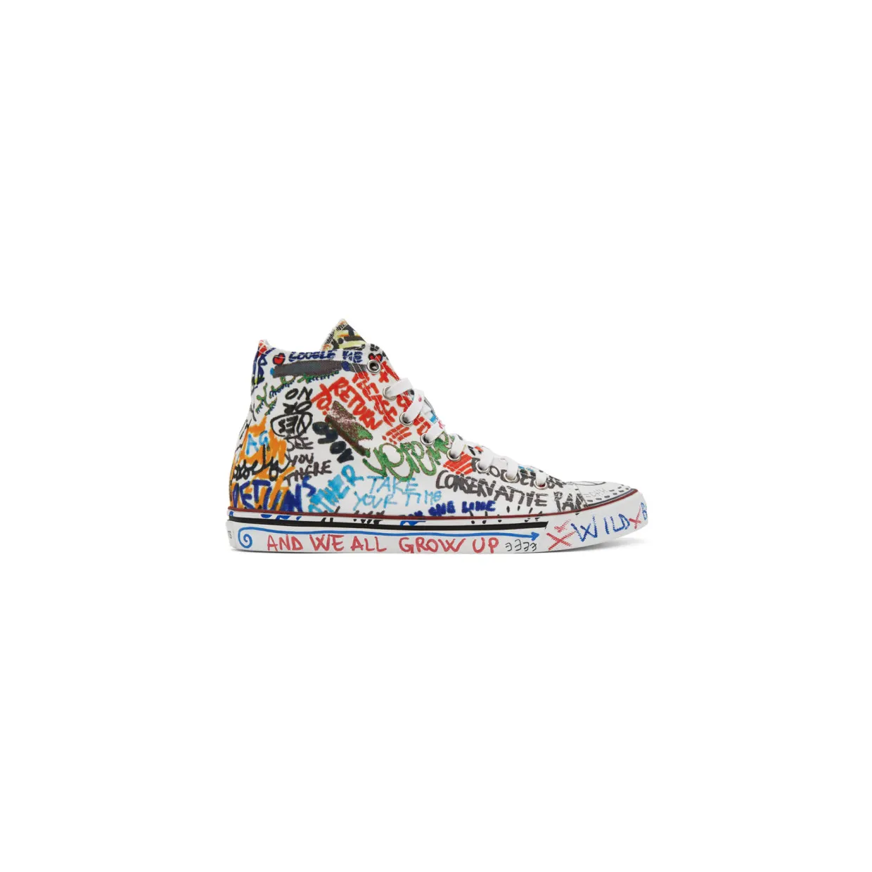 VETEMENTS White Graffiti High-Top Sneakers (UE51SN570W)