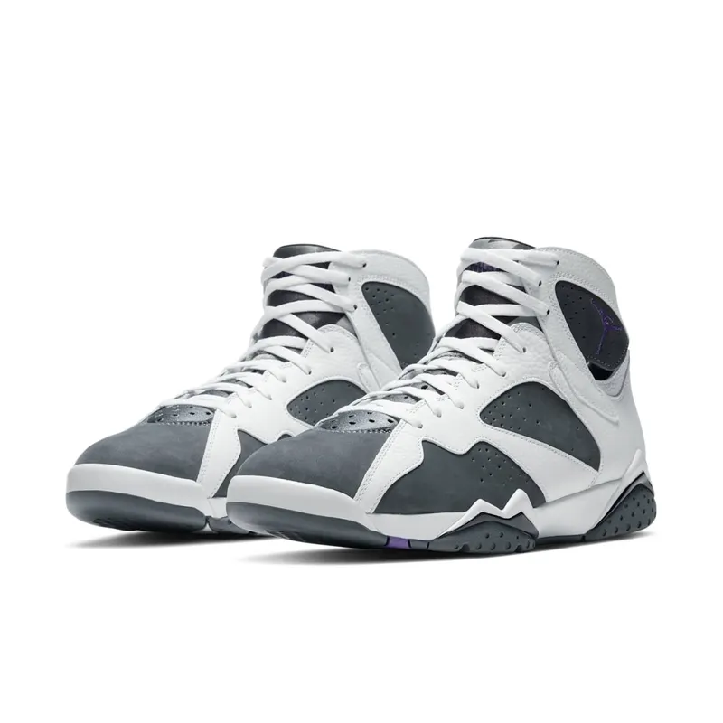 Jordan 7 Retro Flint (2021) – “White / Flint Grey / Black / Varsity Purple” (CU9307-100)