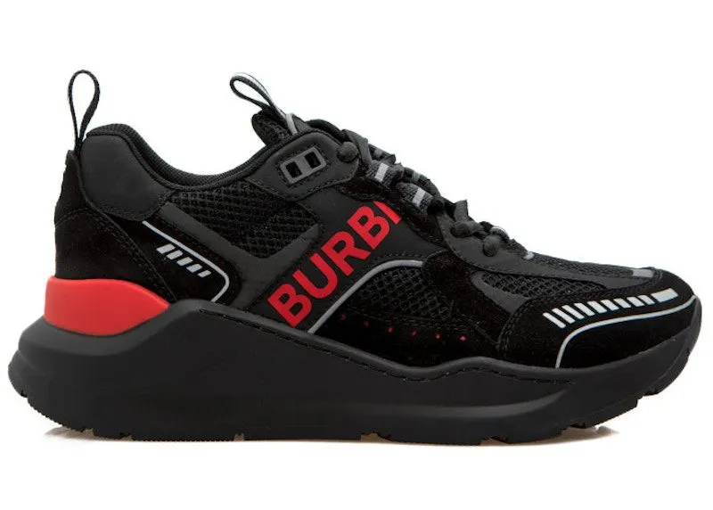 Burberry Suede and Mesh Sneakers Black Bright Red (8057350)