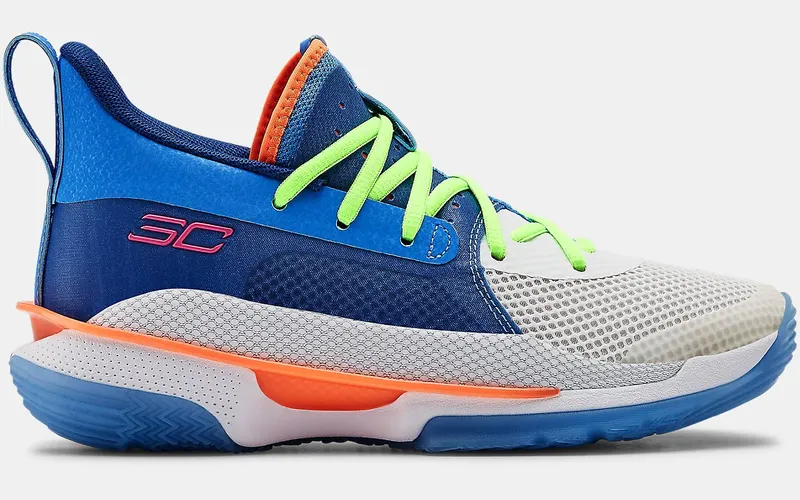 Under Armour Curry 7 Super Soaker Christmas 2019 (GS) Water/White-American Blue (3022113-404)