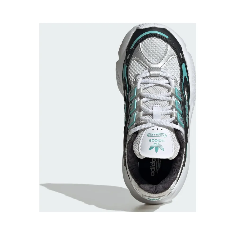 adidas Ozmillen Elastic Lace Shoes Kids “Carbon / Silver Metallic / Mint Ton” (JS0717)