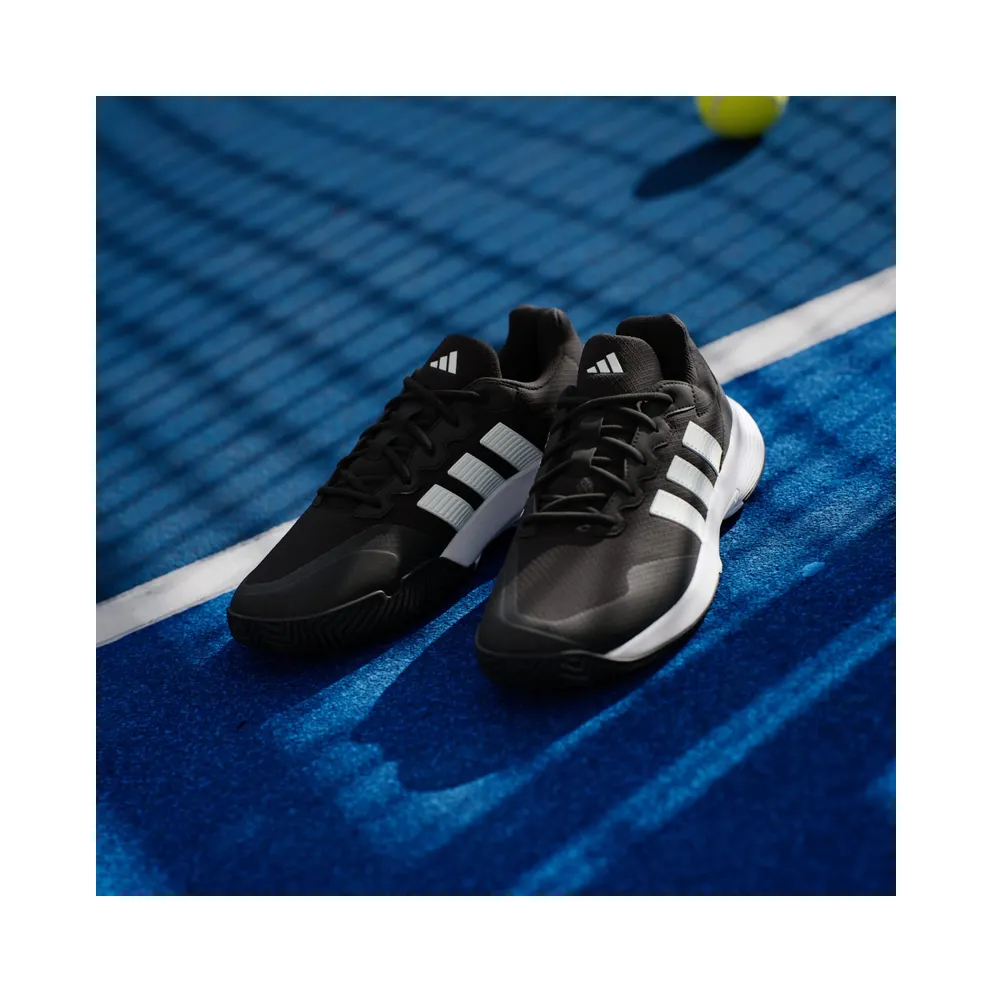 Adidas GAMECOURT 2 Tennis Shoes Core Black / Cloud White / Silver Metallic (KI0780)