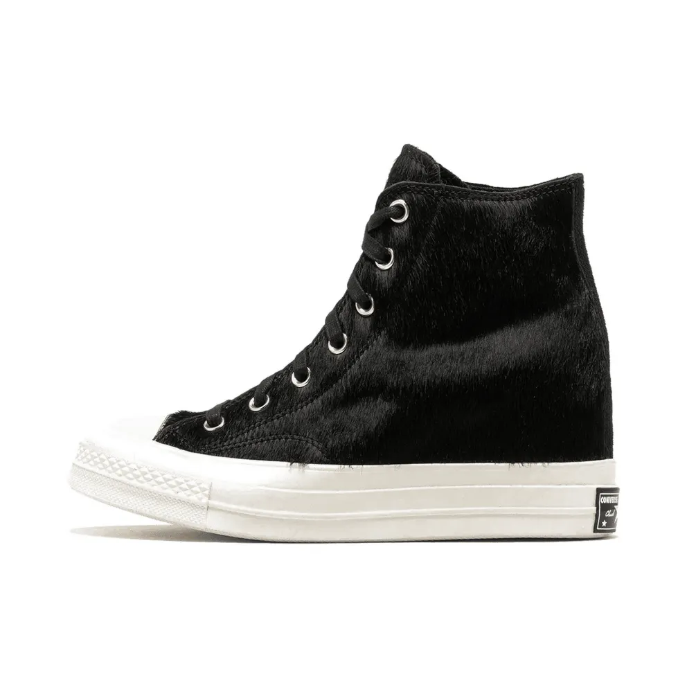 Converse Chuck 70 Wedge Platform Luxe Pony Hair Black/Black/Egret (A12561C)