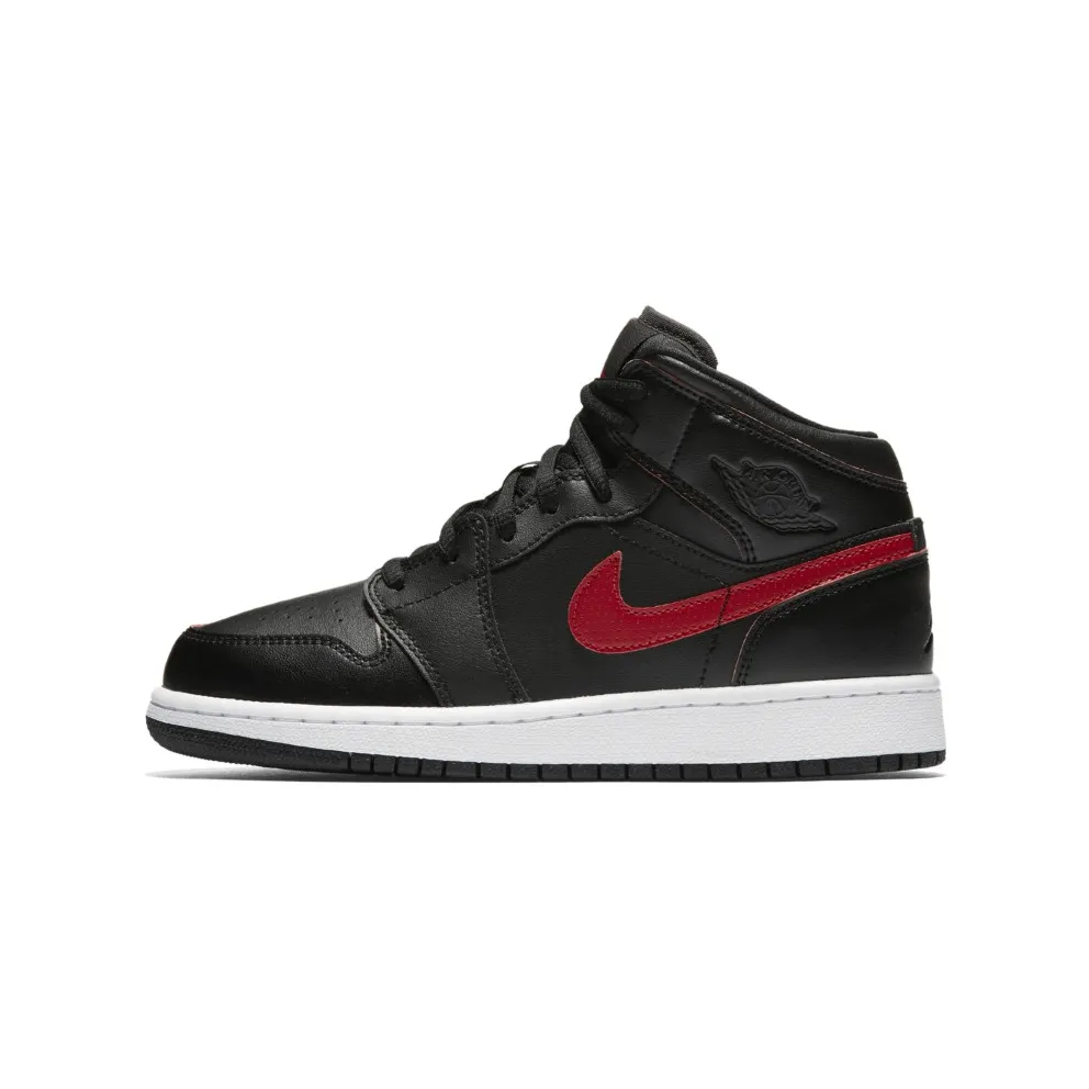Jordan 1 Retro Mid Black Gym Red (GS) Black/Gym Red-Gym Red-White (554725-009)