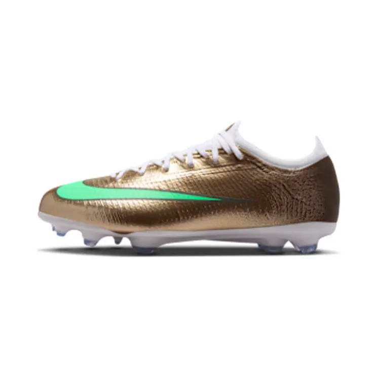Nike Jr Mercurial Vapor 17 Pro ‘Kylian Mbappé’ ‘ Firm-Ground Low-Top “Metallic Gold/Green Glow” (IR1653-701)